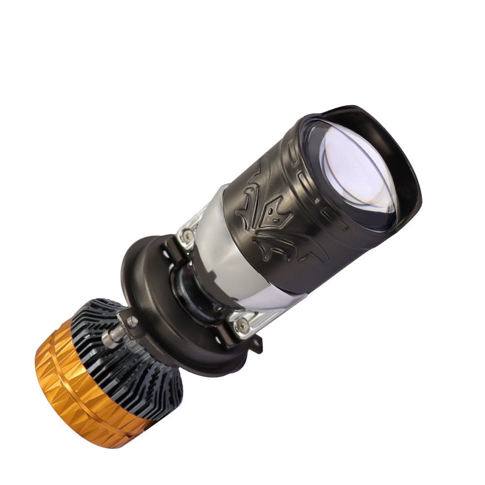 跨境汽车LED大灯H4双铜管鱼眼透镜左驾远近光6000K前照灯2025新品