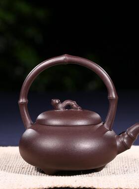 提梁手壶宜兴砂紫壶原矿紫泥OCZ茶壶汉堂纯工茶具手提泡茶壶
