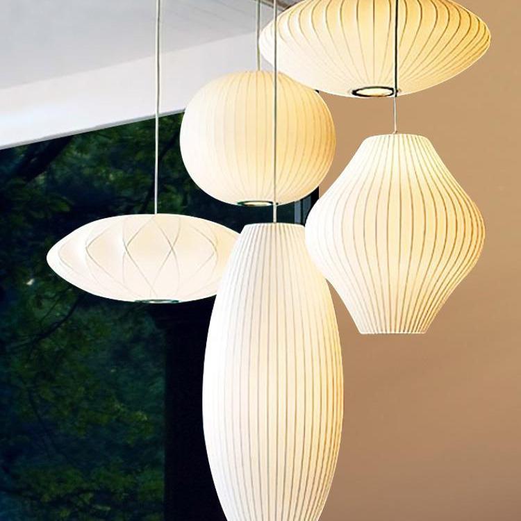 日式装茶饰白色吊灯圆灯笼飞碟布艺形剧本杀料理LFF店房楼餐厅书