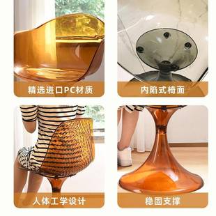 星美设师亚克力餐椅轻奢用网红客计厅家休闲LKE洽谈靠背椅小透明