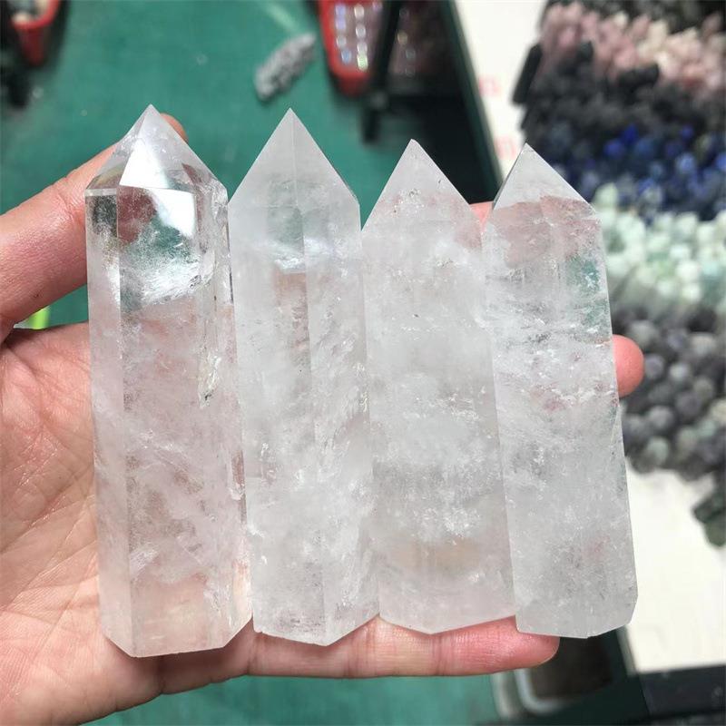 家直供天厂然白水晶件柱子摆天然水GUR晶原石打居磨六棱柱家摆件