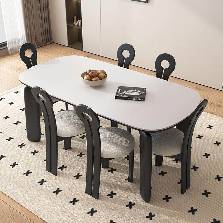 中古风5实木餐桌2椅02新款岩板木美式黑色实日式复古奶油VRM系客