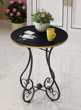 客厅阳台欧头式铁艺小圆AL101889桌网红茶几奢简约圆边几床形小桌