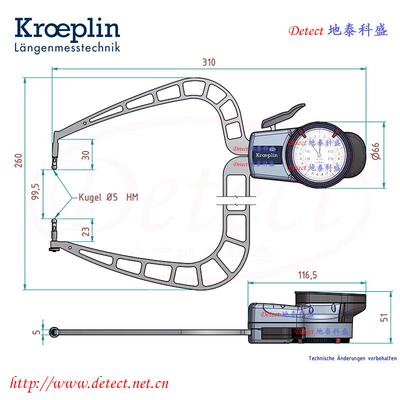 德国KROEPLD4150IN指式带外卡规D410机械带表针外径厚度测5量表卡