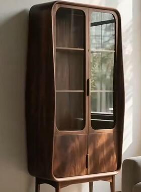 美酒TVF黑胡桃木柜实木书柜现代简约轻奢厅展示柜北客靠墙储物收