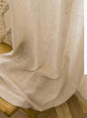 窗帘MSY原木风棉亚麻白色新纱帘透光不日透人式客厅新中式民款宿