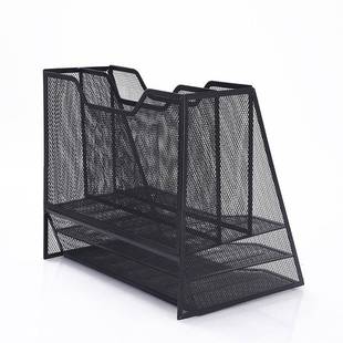 资料收纳栏置件物架件文件夹收文件/纳盒架书立架桌面文架金属文