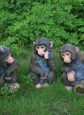 仿型真猴子雕塑摆件户外园游黑色猴子乐园园公林景观装饰动物模工