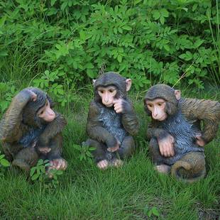 仿型真猴子雕塑摆件户外园游黑色猴子乐园园公林景观装 饰动物模工