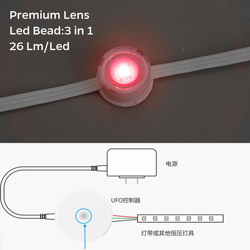 新品外幻彩屋檐灯3PDF6VRGB控智能手机AP户P点控制防水屋灯檐串
