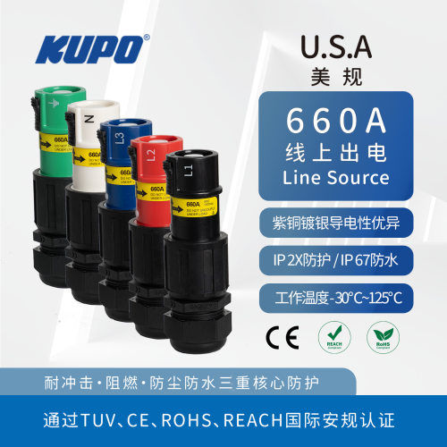 KUPO CE工业配电系统660A液冷储能可对接P3 ITT Powersafe IP67