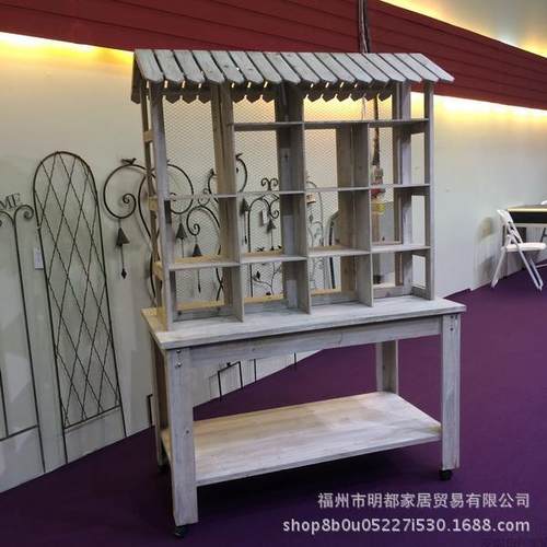 木质家居品装饰花架饰带储物架脚轮架工艺品商BRP场摆设展示书架