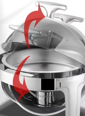 不锈钢圆形自餐助炉32813加厚多功能店布菲炉翻盖餐可视酒酒精炉