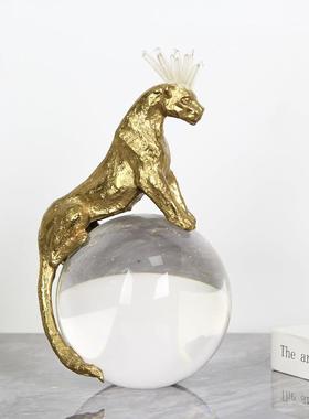 金PRZ-011钱豹水晶球酒柜子装品摆饰件现代轻奢玄关隔柜办断公室