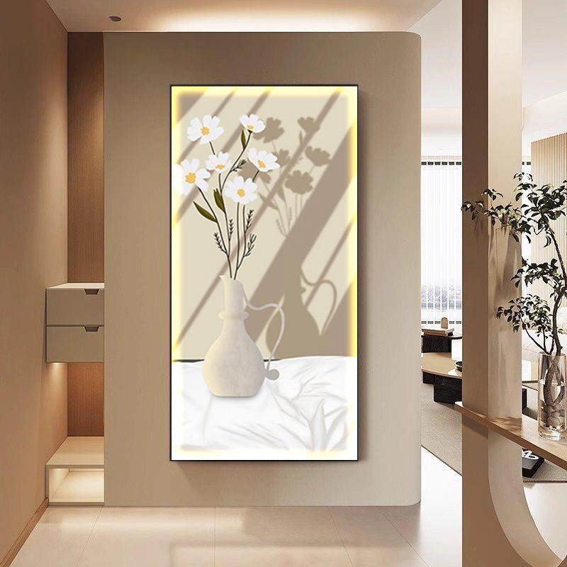 代简现清约玄关装ZVC饰画小新客走廊过道挂画光影绿植花卉厅进门