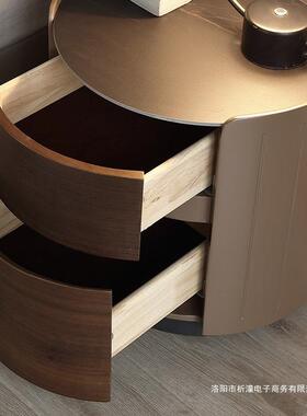 计师岩圆形AJY床头柜意板式极简现卧代简约室设边柜