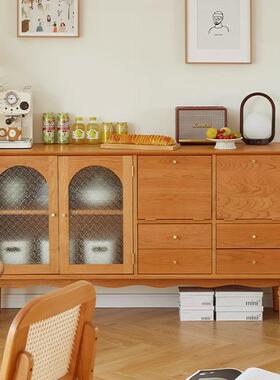 北美樱桃木水全实木餐边沙柜IID复古黑胡桃木发边柜现代简约客厅