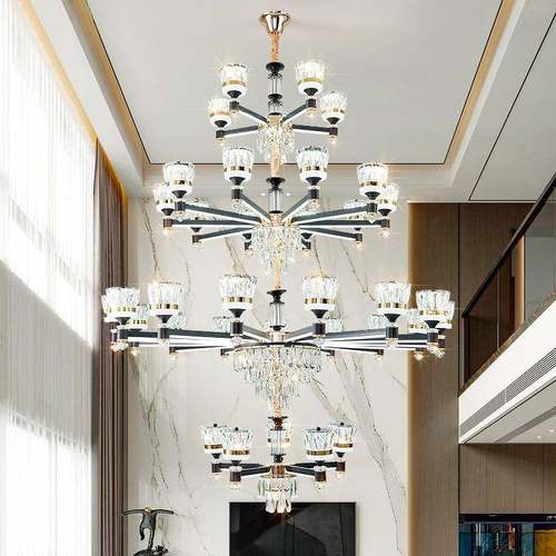 复楼楼6801-7大家吊灯欧式别墅大厅灯中楼中空式客厅跃层楼梯旋转