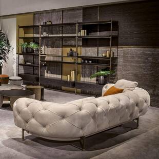 意整式三样轻奢皮布艺拉扣人沙发简约别墅客厅装DZU板房沙发组合