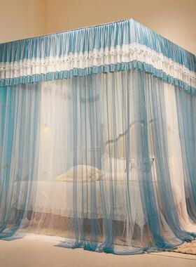 三开VUD门落地蚊帐用公家主加宫粗支架廷新款双层纱加密床幔床风