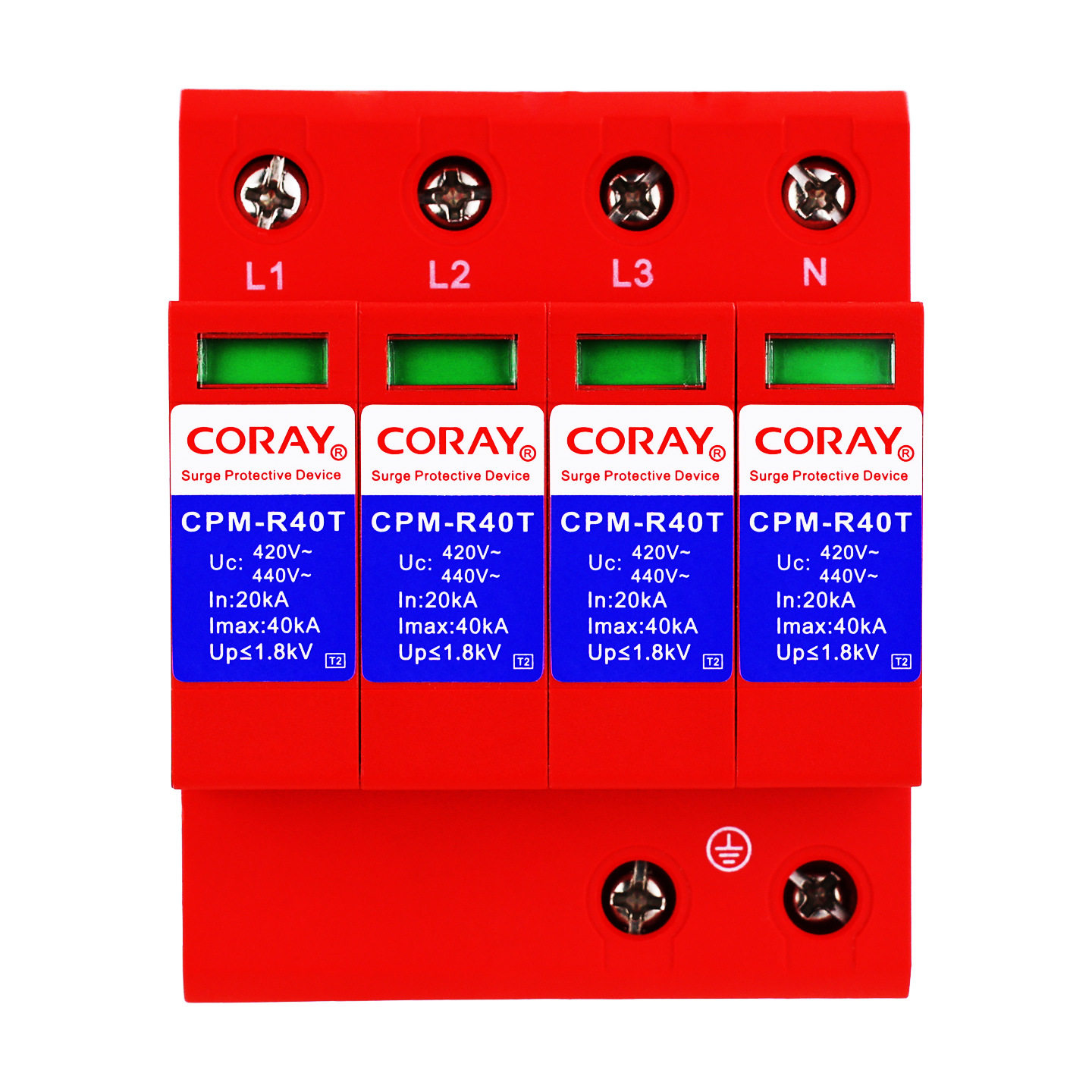 易科雷C级电源防雷器380V 40KA 二级避雷浪涌保护器420V CPM-R40T