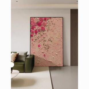 大芬村手绘油画玫瑰花手绘肌理画简约玄关入户挂画客厅沙发背景画
