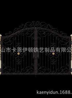 欧式庭院铁艺门双开门不锈钢入户门智能电动平移门折叠门加工出口