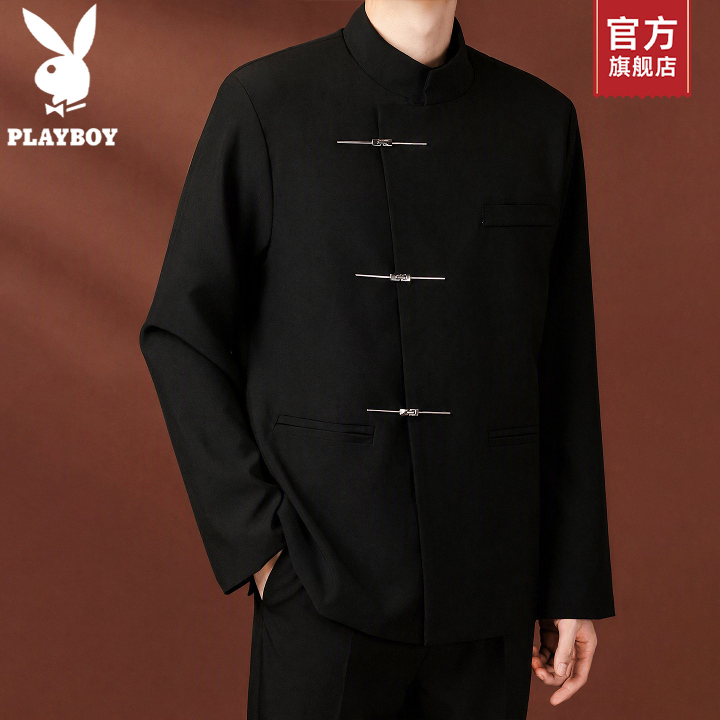 PLAYBOY/花花公子新中式中山装高级感伴郎服新郎西服套装男礼服K
