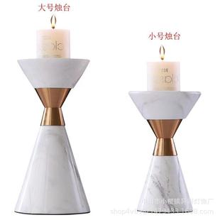 轻奢金属大理石北欧蜡烛台玄关桌面餐桌摆件样板房装 饰品