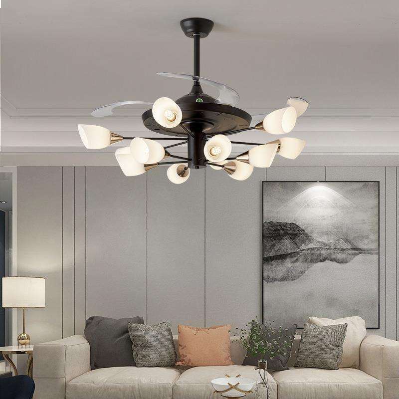吊扇灯现代简约个性创意北欧风扇灯客厅卧室餐厅灯led风扇吊灯