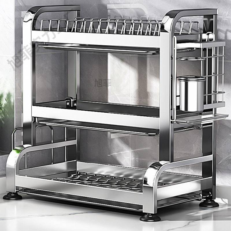 旭菲不锈钢厨房置物架碗碟碗盘沥水架多功能放碗架碗筷收纳盒碗柜