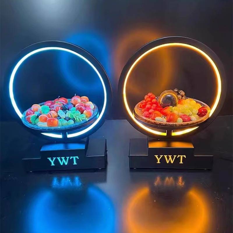 酒吧KTV夜场专用发光果盘LED屏亚克力创意双层多层水果拼盘小吃碟