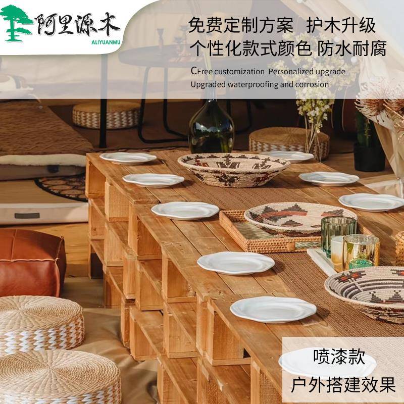 6EX定制实木叉车托盘盘物流木架床露营地板垫放货3架159托防台潮图片