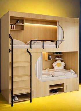 上下铺双层床FJT窗带双帘儿童成人互不干扰上下床人太舱空实木质