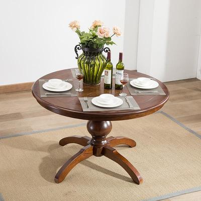 美式实饭餐桌餐桌椅组合小型圆桌子圆形厅4-木户6人吃ZWD饭桌子家