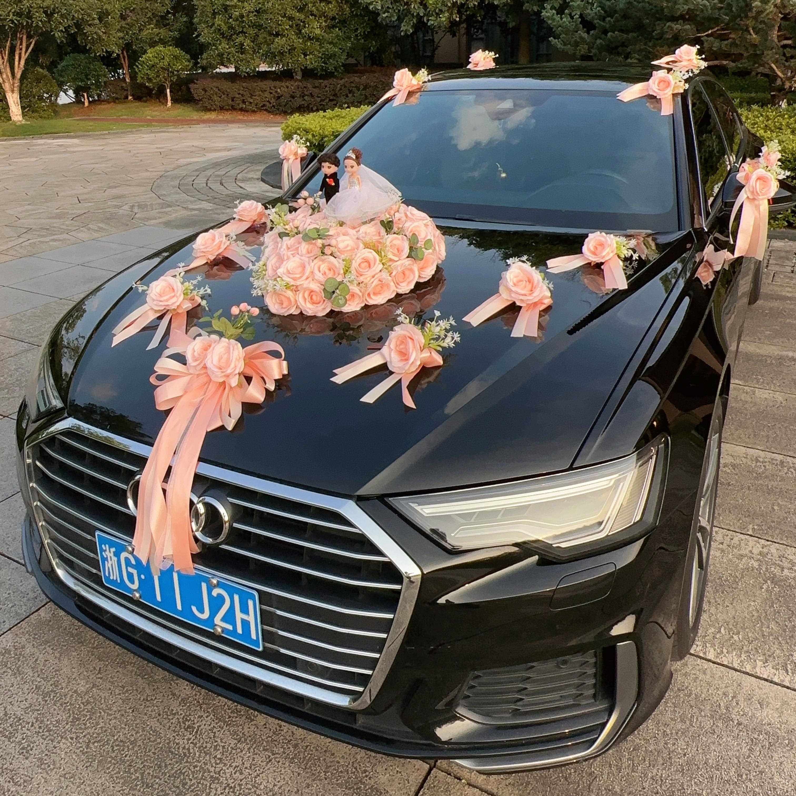 吸主婚车装车头车队JBP拉花头饰车花布置花结婚花车全套花盘