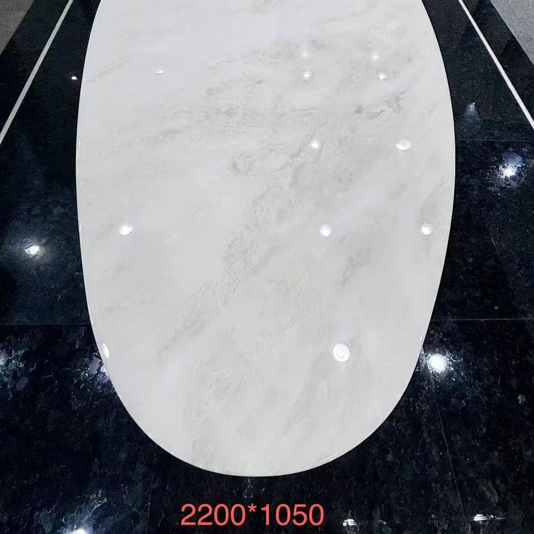 新中式分迪白奢石茶台天然大理PVJ石面整板桌奢极简茶轻几组合
