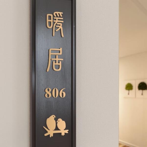 新中QOM式实木牌用门牌号国潮风复古门包厢提家牌木质示房间号牌