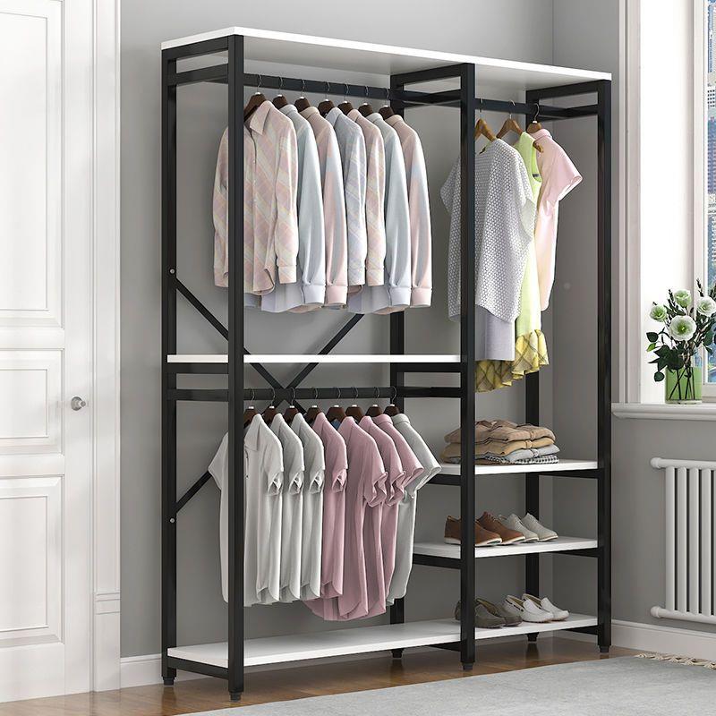 卧室挂GLM层衣架家地出用租屋开放式衣柜简约双落衣帽架多功能置