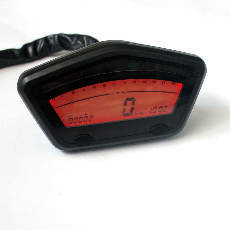 新款通用改装7色可调摩托士车裸把改仪表液晶仪表里程骑表装速度