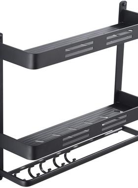 黑色tb-60588卫生间置物壁免双挂式打孔层浴室架毛巾