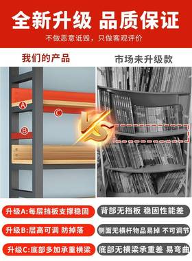 书架落地书柜木多层客厅铁艺架柜子卧室货简易架收纳F965SSTH储钢