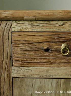 老榆木餐边柜中实式木家具厅靠NCH墙收客储物柜做旧原木玄关柜纳