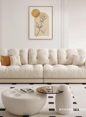 布艺EZM发客朵科厅意式奶油风技现代简沙约三人位直排慵懒风云沙