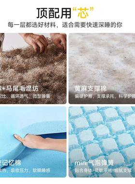 W星床垫手马尾毛Z黄麻硬垫记忆棉工河超软垫卧室弹簧席DKA梦思床