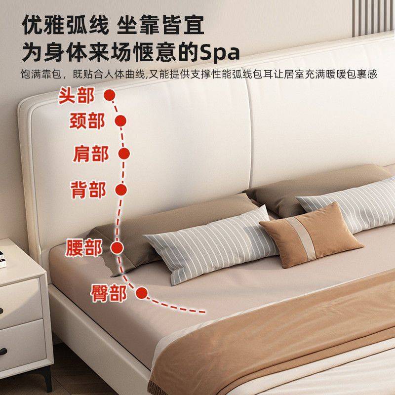 实木布艺床主卧大床简约双人床经济型出租房民宿床科技布床外贸厂