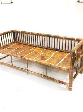 纯手竹工竹床编单人双人床沙发罗汉凉床民宿竹床手椅QLV工竹长椅