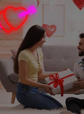 霓虹灯心造型灯情人装NJJ饰灯告爱白氛围节灯求婚布置光发灯牌