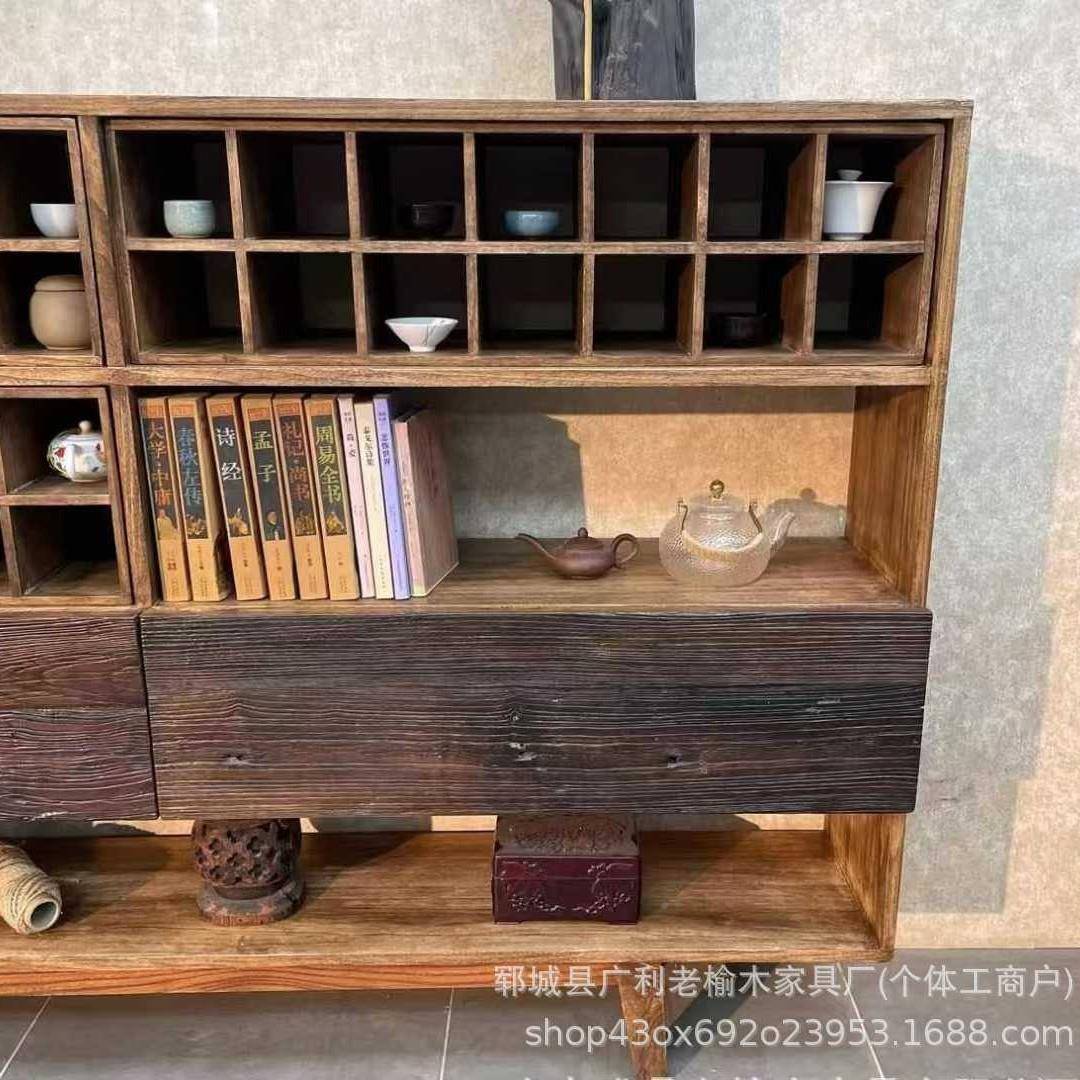 风榆250306木博古架古格靠墙老餐边柜茶室古玩陶瓷装饰架家居收多