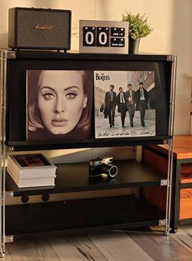 家客厅黑色卧简约翻杂志柜沙发边柜室用ZGO落门地收纳置物架储物